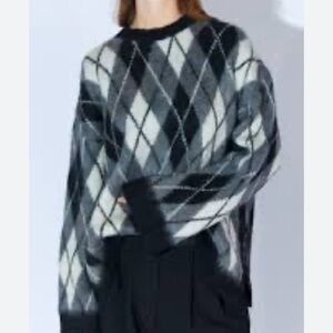 NWT Zara Alpaca Blended Argyle Sweater Size S